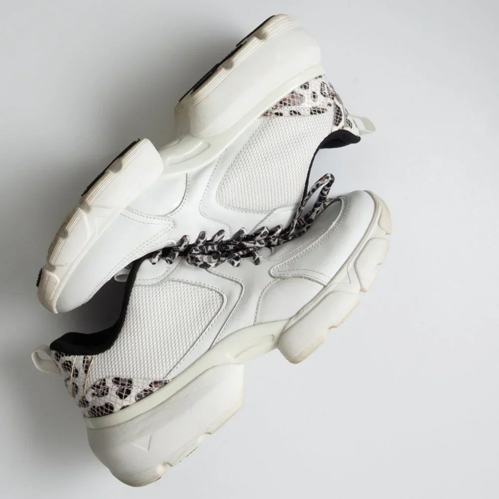 Vionic Aris Trainers Leopard Sneakers Arch Support Tennis Shoes White Size 8